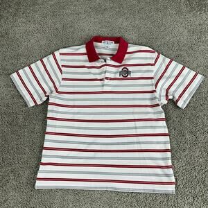 VINTAGE Y2K Ohio State Buckeyes Shirt Mens Medium White Red Polo Boca Classics